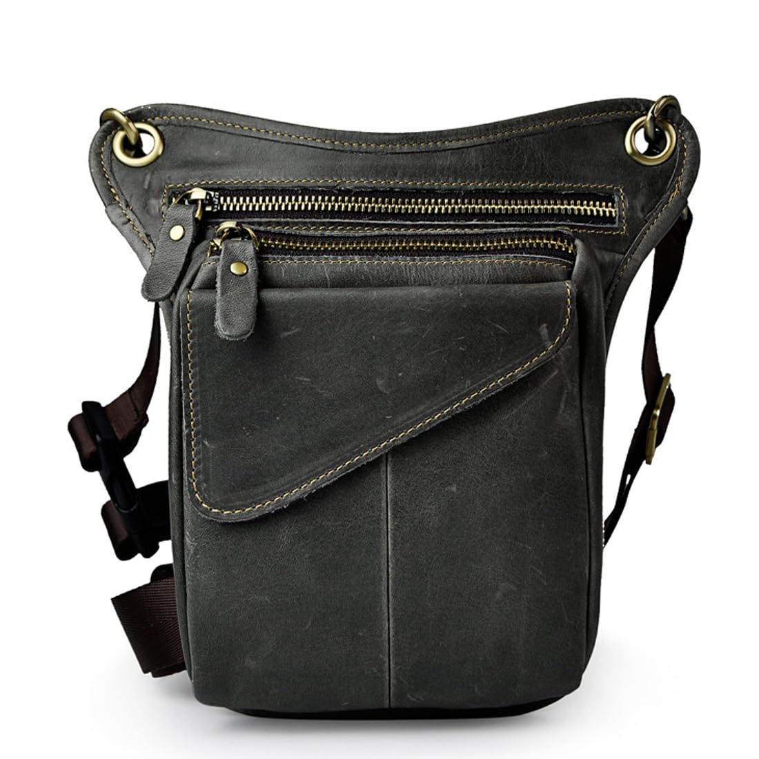 Torba biodrowa w stylu vintage, skórzana, dla mężczyzn i kobiet, na pasek, wielofunkcyjna, motocyklowa, rowerowa, sportowa, taktyczna, jazda na rowerze, jazda konna, wędrówki, kemping, #02Głęboki