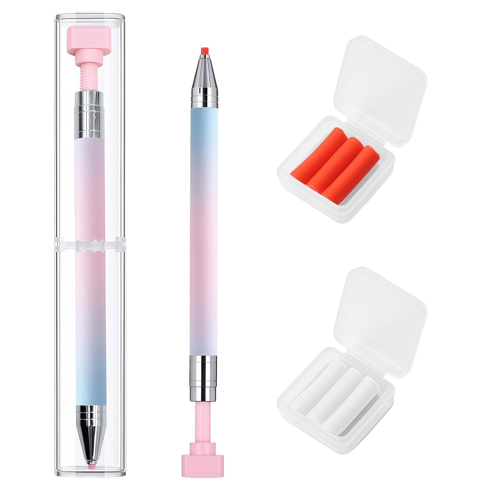 Yolkify Diamond Art Pens with Refillable Wax, Nail Art Tools, Diamond Paint Accessories Refillable Wax Pen, Self-Stick Rotating Glue Point Drill Pens for Nail Diamond Art DIY Craft Pickup Gems