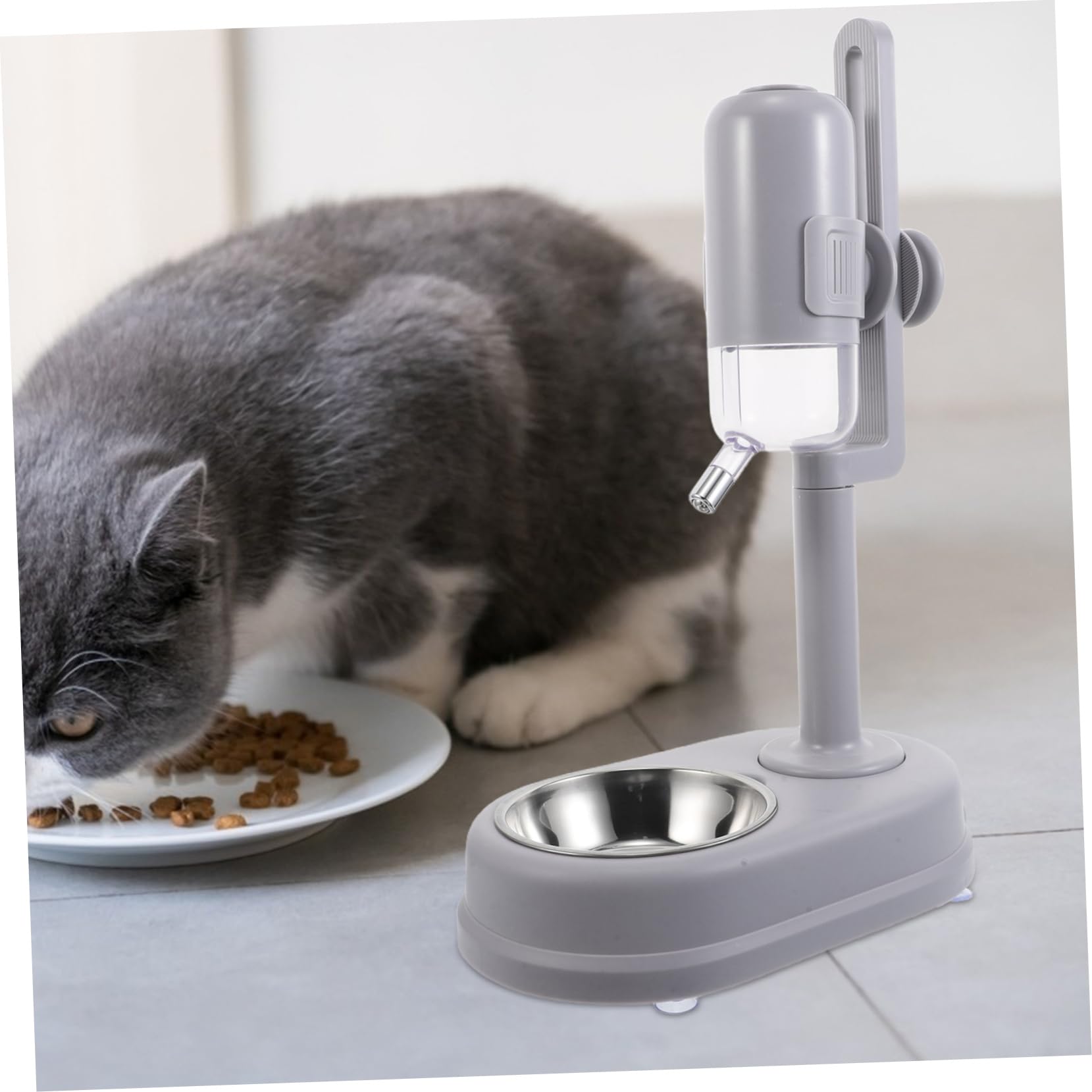 POPETPOP Contenedor de Alimentación para Mascotas Altura Dispensador de Alimentos y Bebedero Automático Bola Rodante para Comederos para Perros y Gatos