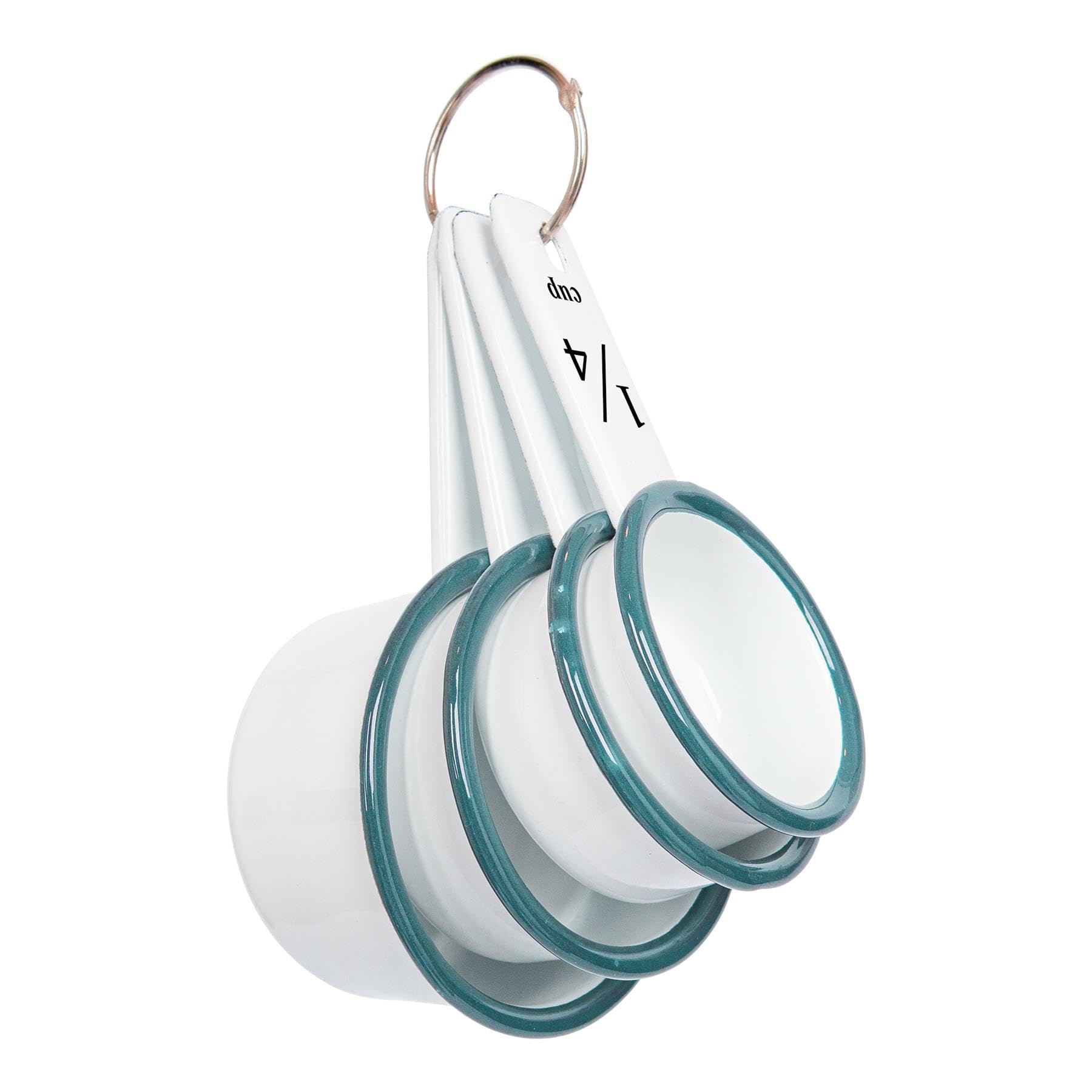 Argon Tableware 4 Piece Measuring Cup Set - Green - Stackable Nesting Metal Kitchen Gadget Utensils Set Enamel Measuring Cups for Dry or Liquid Baking & Cooking Ingredient Measurements