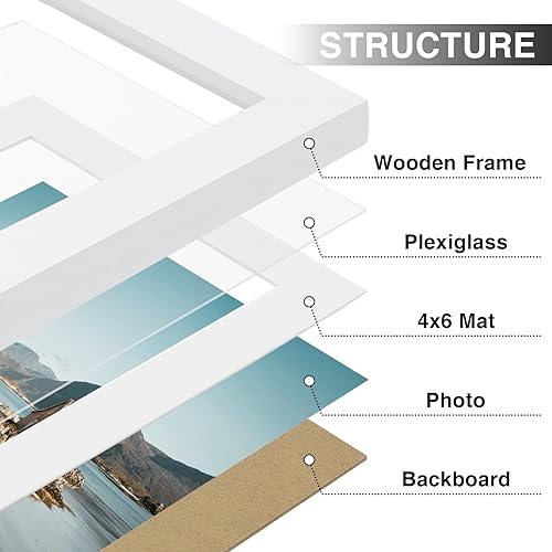 Vista 634 de Vittanly - Juego de 9 portarretratos, plexiglás resistente a rupturas, exhibe fotos de 12 x 12 pulgadas o, con paspartú, de 8 x 8 pulgadas, marcos