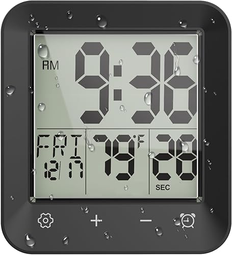 Reloj de ducha impermeable con temporizador de baño, reloj de pared digital con cuenta atrás, pantalla táctil, temperatura, pantalla LCD, soporte de