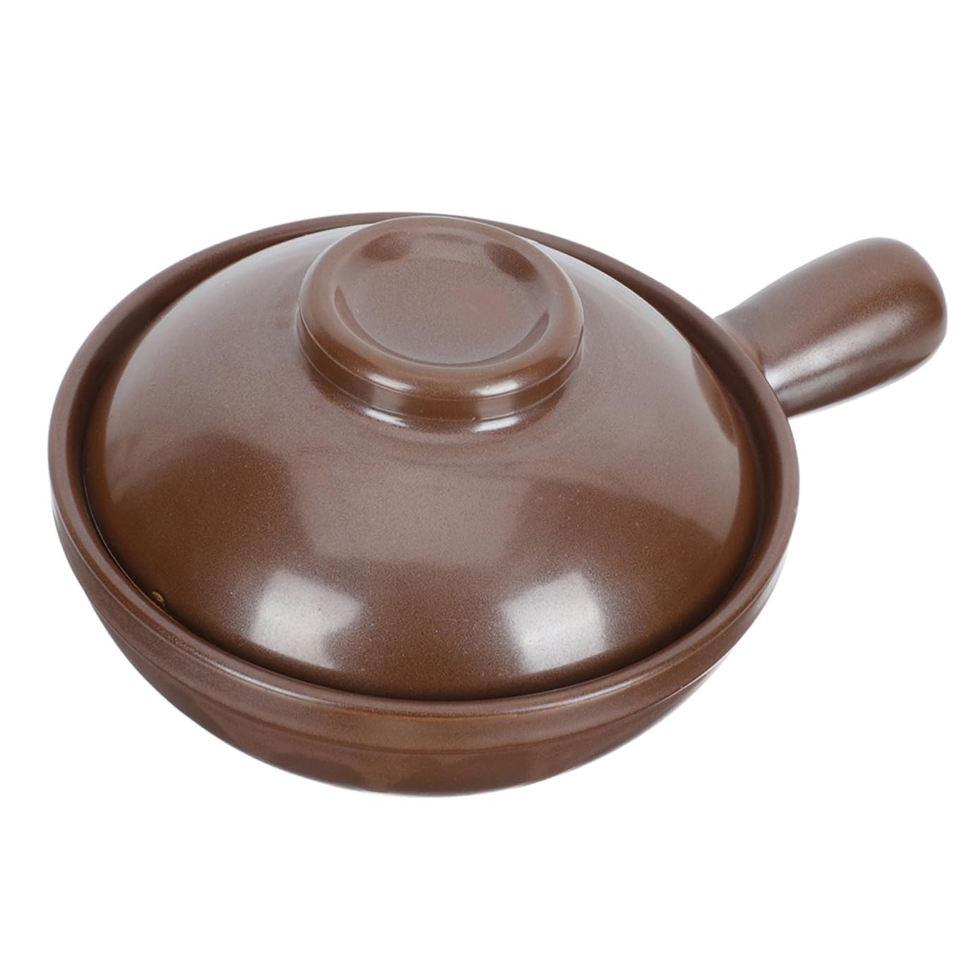 Cazuela de Arcilla para Estofado Asa Lateral 950ml Café | Moldeado Pieza, Tapa Salida de Vapor, Apta para Sopa y Guisos en Casa o Restaurante