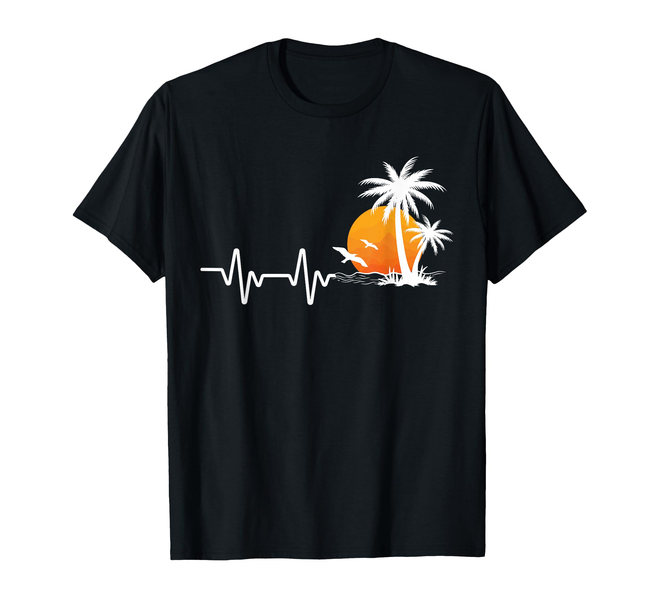 Palm Tree Beach Heartbeat Tropical Sunset T-Shirt