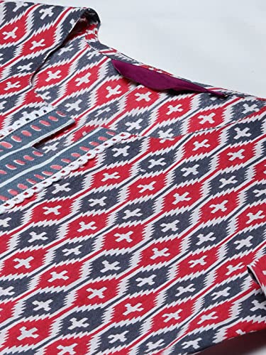 Image of ANNI DESIGNER Women's Cotton Blend Printed Straight Kurta With Pant