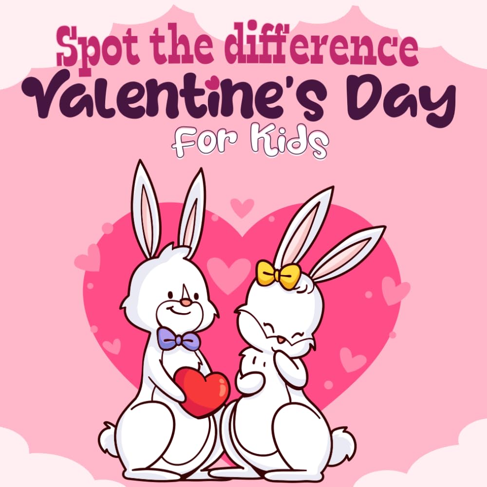 spot the difference valentine's day for kids: fun valentines day children's book spot the difference game with coloring pages for Toddlers and Kids, Preschool and Kindergarten