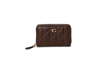 COACH Small Zip Around Card Case with Pillow Quilting Wallet Women