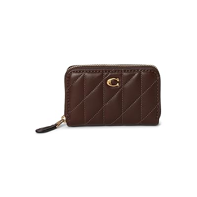 COACH Small Zip Around Card Case with Pillow Quilting Wallet Women