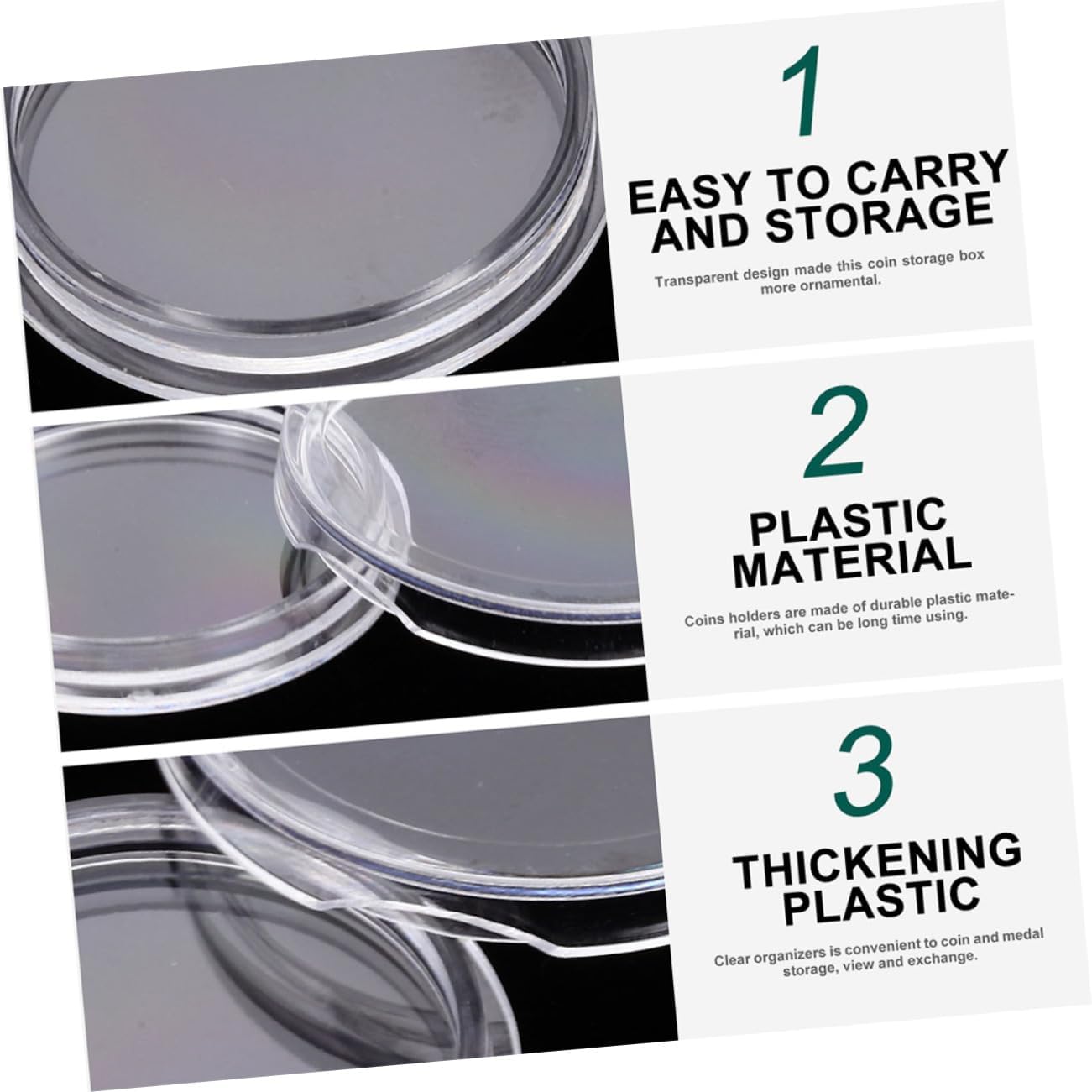 Uonlytech 400pcs Coin Protectors for Coins Acrylic Storage Boxes Bins Lids and Exchange