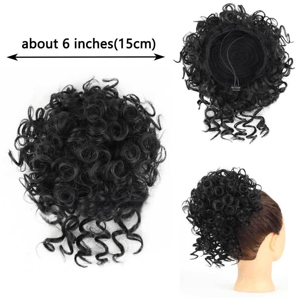 Panino per Capelli disordinato Extension for Chignon Riccio spettinato e spettinato Sintetico con Coulisse e Coda di Cavallo Parrucchino a Coda di Cavallo per l'uso Quotidiano(1BT30)