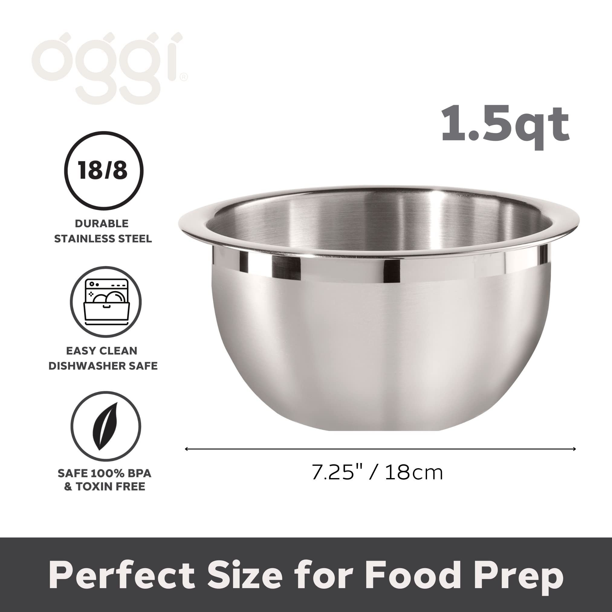 Ciotola In Acciaio Inox Oggi 8 Quart (7,5 Litri) – Due Toni, Con Coperchio Ermetico - Per Impastare, Servire E Conservare - 5