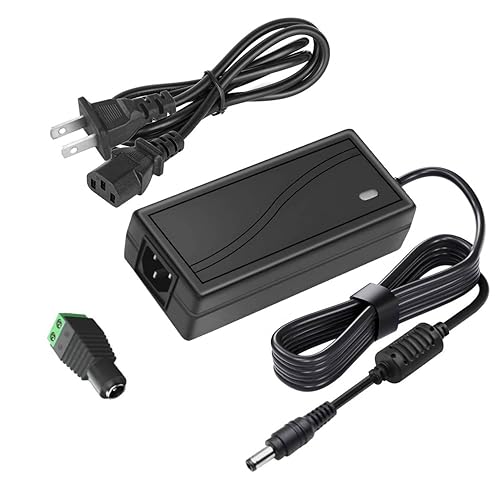 12V 5A Power Supply 5 Amp AC/DC Adapter Converter Transformer 100-240v, 50/60HZ, 5.5x2.5mm DC Output Jack, for LED Light Strips, Security Camera System, CCTV, Routers