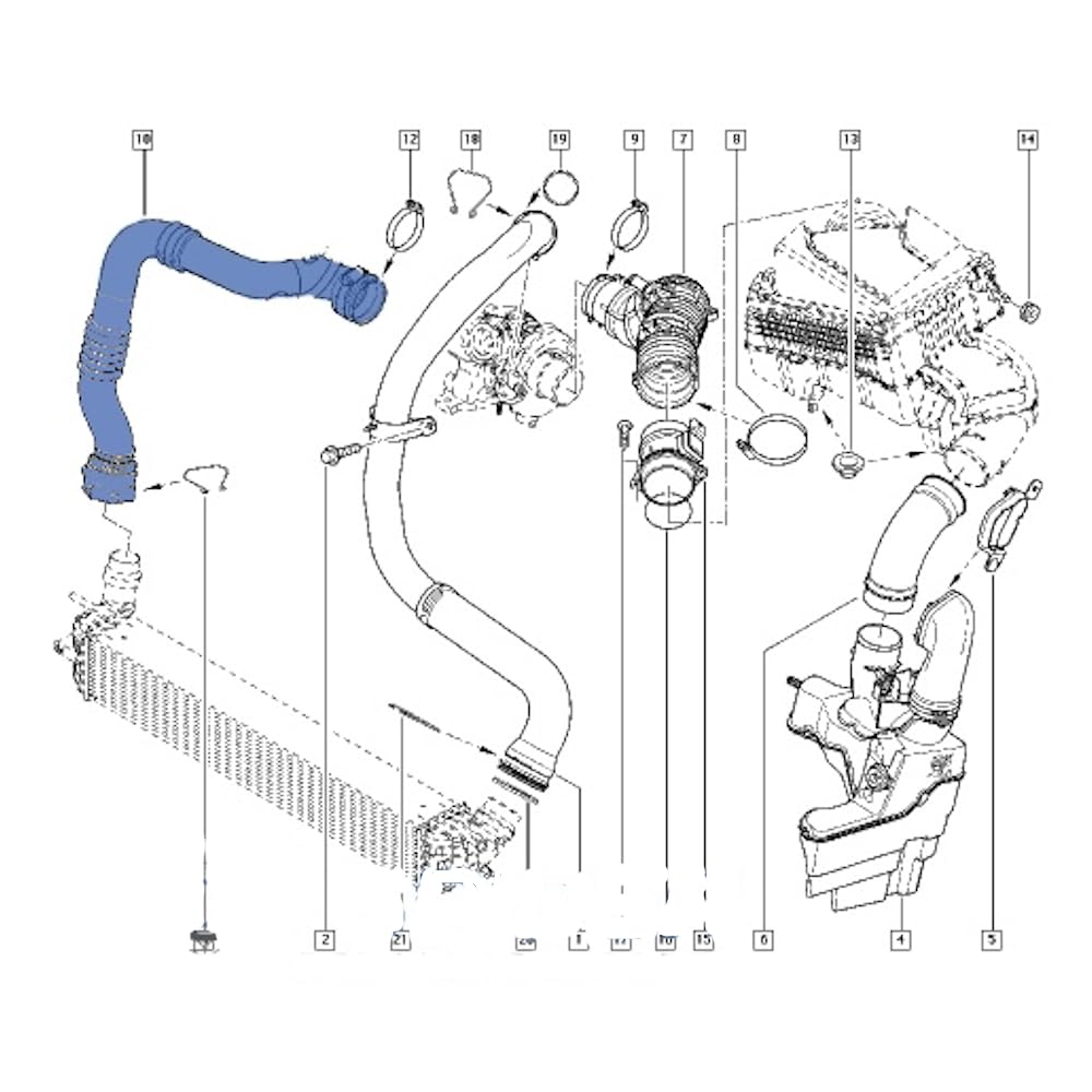 Manguito Intercooler compatible con Renault Laguna III Sportour Latitude Coupe 2.0 dCi Turbo Tubo 8200551943 82 00 551 943