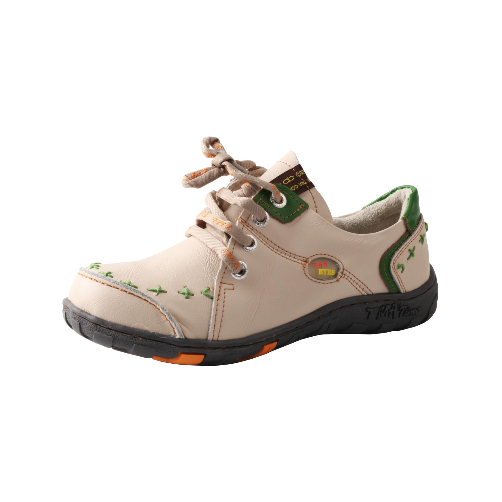 Photo 1 of TMA EYES Women's Leather Soft Sole lace-up Fashion Shoes with Hand-Stitched Design(White,9)