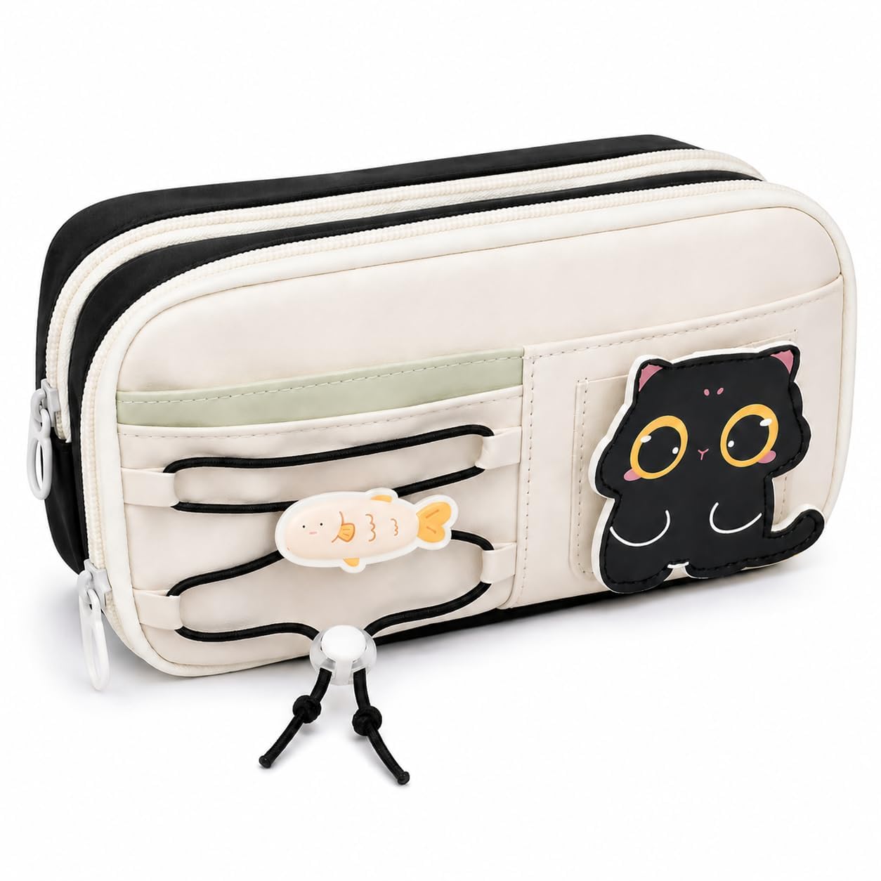 Kawaii Cute Aesthetic Pencil Case for Girls & Boys | Multi Layer & Compartment Large Capacity Pencil Pouch with Zipper | Cartoon Stationery Organizer Bag for Students & Kids ( Cat Black)-image-7