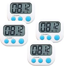4-Pack Small Digital Kitchen Timer Food Timer, Big Digits Loud Alarm Magnetic Backing Stand with Large LCD Display for Cooking Baking Sports Games Office
