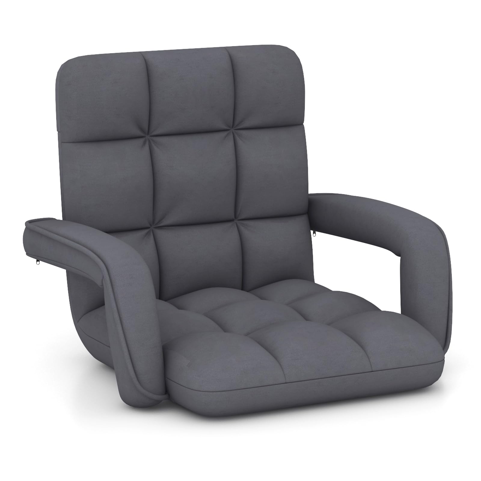 COSTWAY Canapé Paresseux Tatami Pliable, Fauteuil de Sol Réglable, Chaise de Plancher Inclinable, Siège de Sol pour Maison, Bureau, 108 x 64 x 13 cm (Gris)