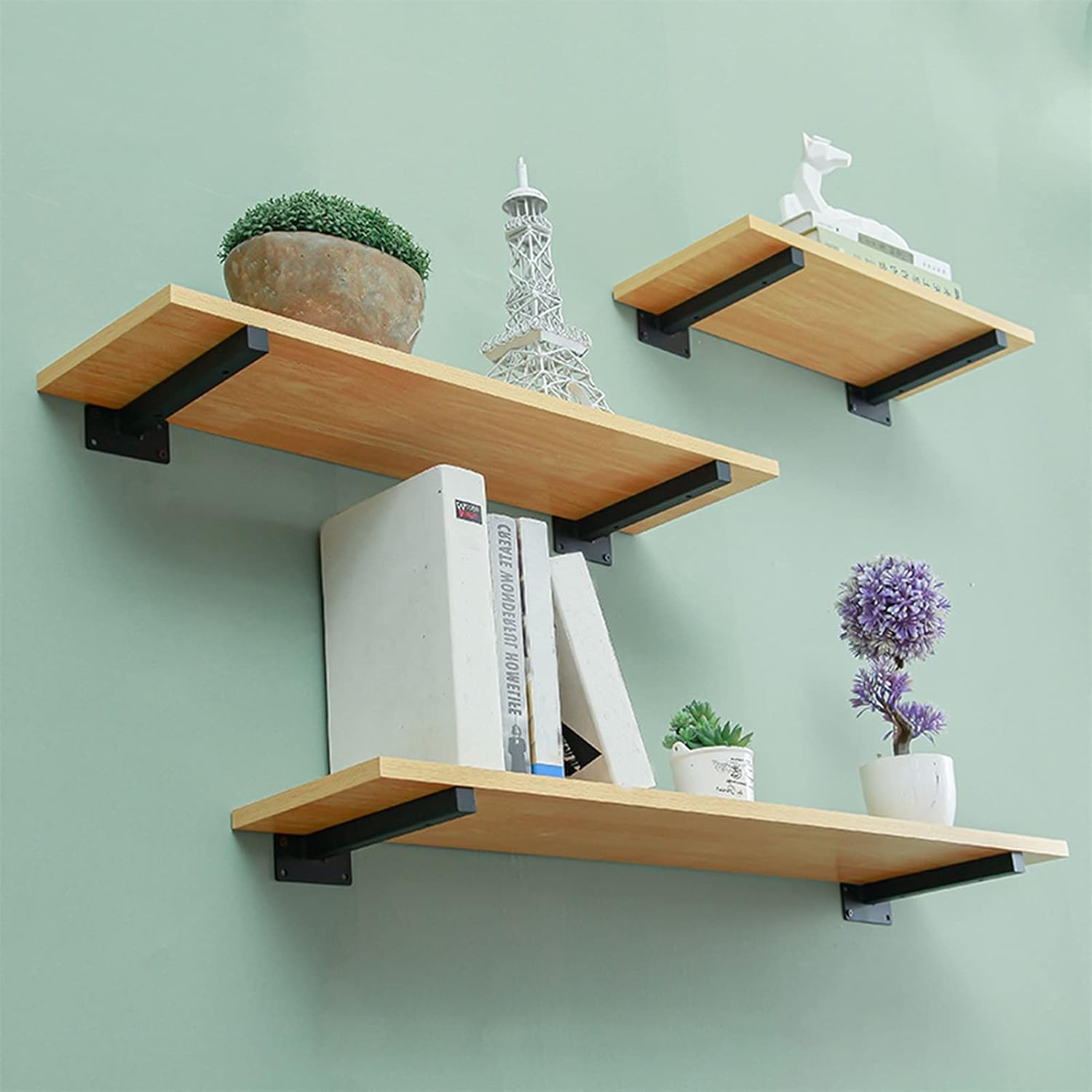 Shelves,Shelf Brackets,White Shelf Brackets Invisible Brackets, Black Hide Shelves Brackets, 2 Pack, Holds Strong, 6Inch 16Inch, ( Color : Black , Size : 150mm(6Inch) )