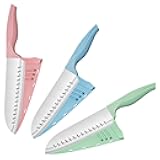 3Pcs 7 Inch Chef's Knive Sets Paring knives Japanese Chefs Knife Fruit and Vegetable Knife Stainless Steel Kitchen Utility Knives with Blade Guards