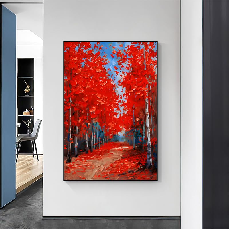 Peinture à l'huile sur toile paysage d'automne fait main tableau esthétique haut de gamme