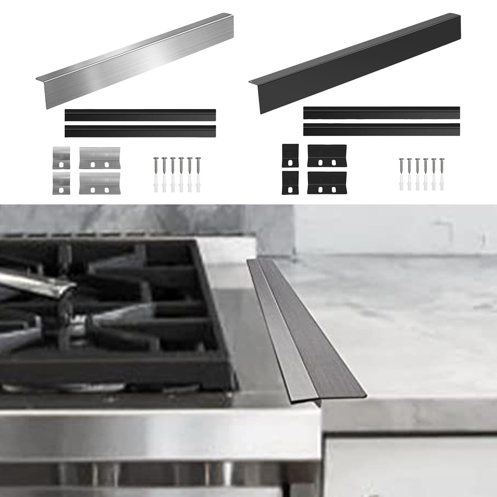 Kit de remplissage pour espaces de poêle de 76,2 cm en acier inoxydable pour derrière entre les bandes