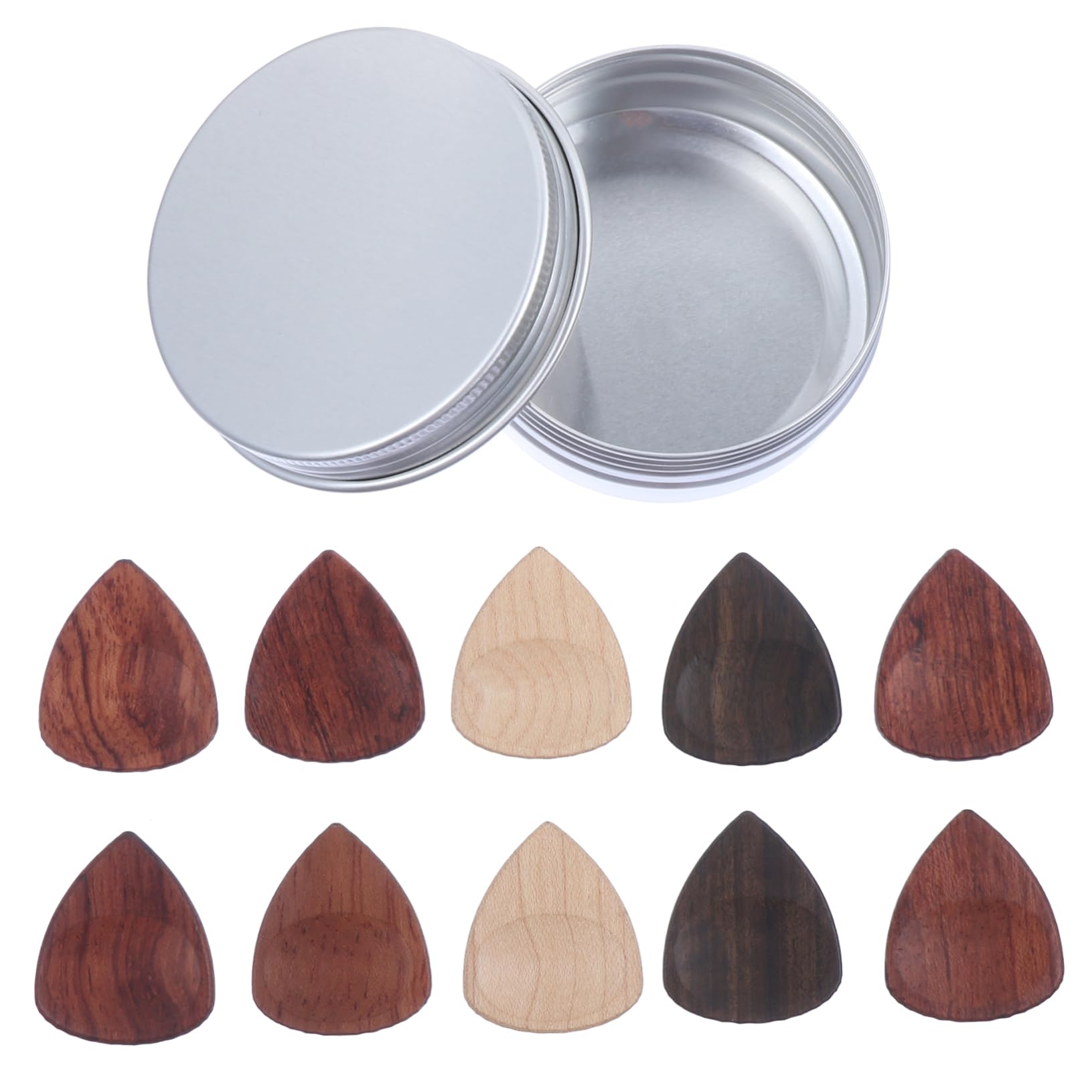 BESTonZON 10stücke Holz-gitarre-picks Mit Aufbewahrungsbox Für Akustische Und Elektrische Gitarre Langlebig Rutschfest Mit Daumenvertiefung Und Fingerkerbe Für Optimalen Griff
