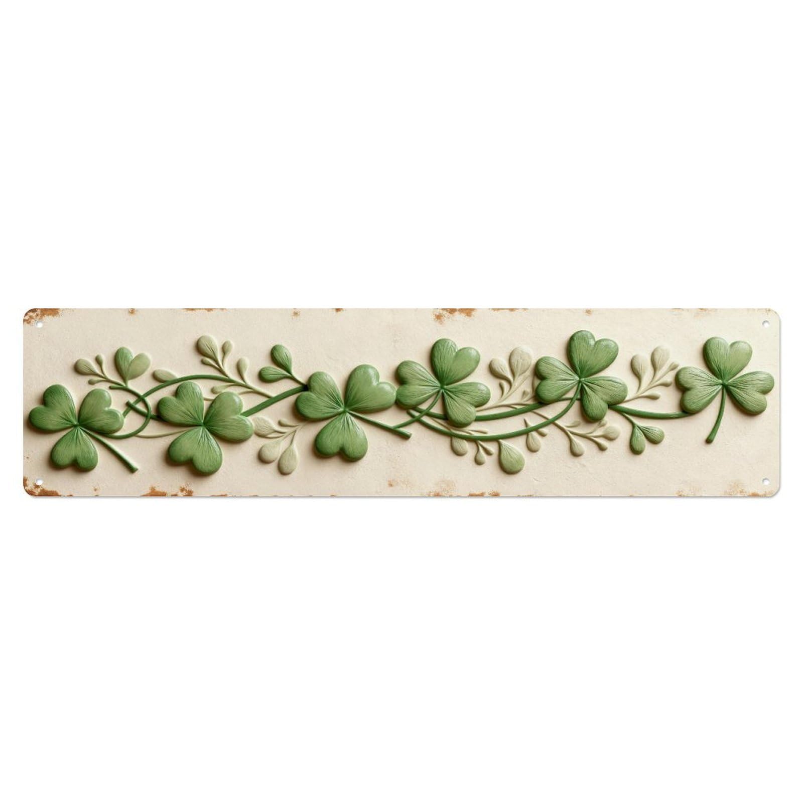 Green Clover Leaf Vine Pattern Metal Tin Sign Plaque