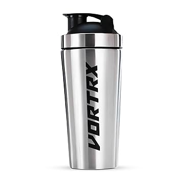 Vortrx Premium Stainless Steel Protein Shaker Bottle | 100% Leakproof BPA-Free Metal With Whisk Ball | Perfect for Protein, Pre-Workout, Bcaa, Creatine | Gym Shaker Bottle 750ml- Sliver - image, photos