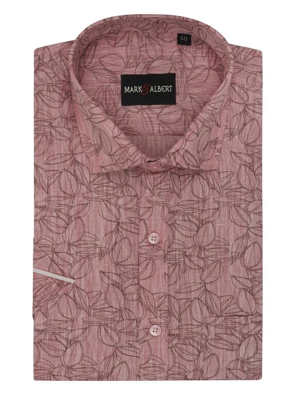 Image of MARK & ALBERT Men's Half Sleeve Linen Slim Fit Shirt
