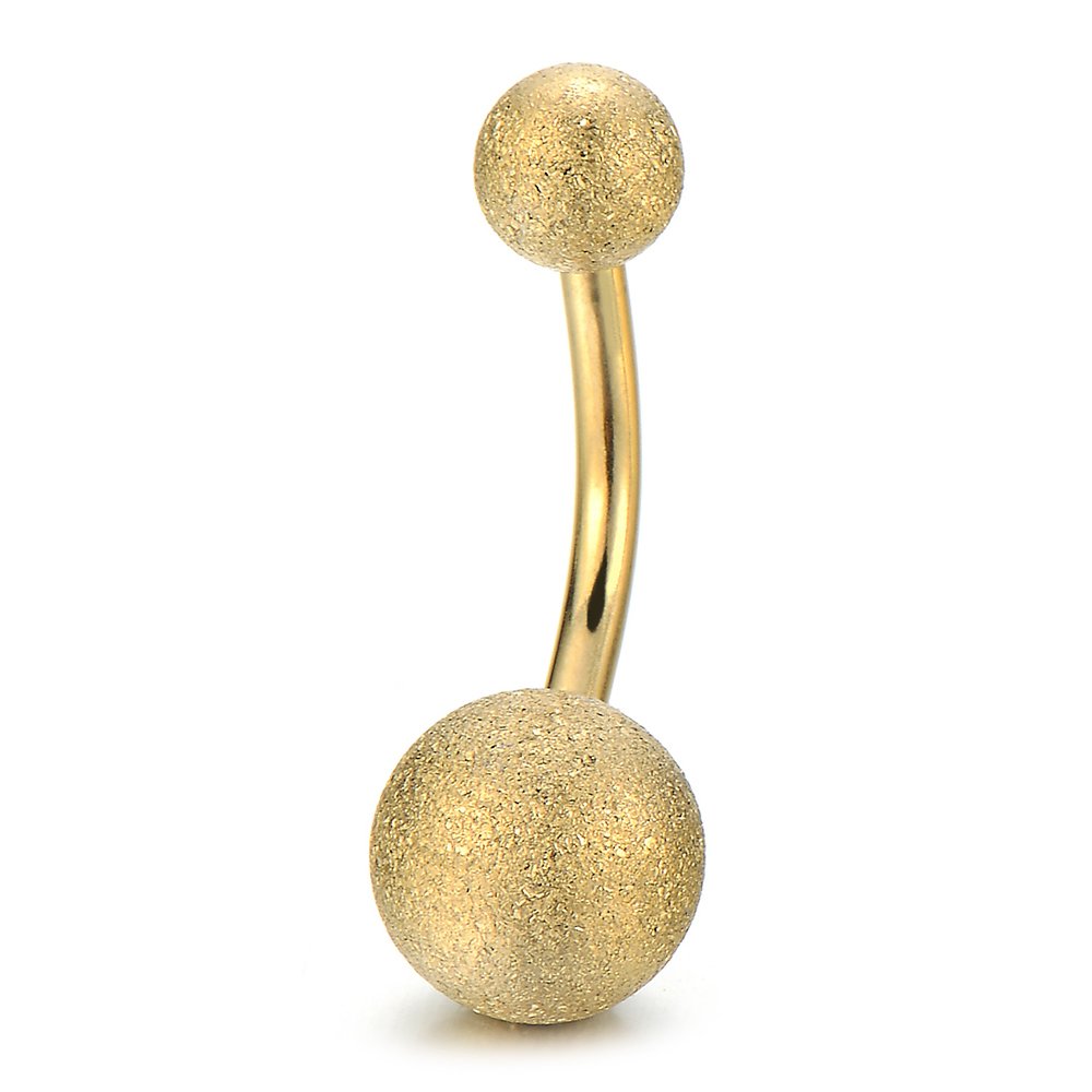 COOLSTEELANDBEYONDColor Oro Satinadoado Acero Quirúrgico Joyas para el Cuerpo Piercing Ombligo Vientre Botón Anillo Barbells