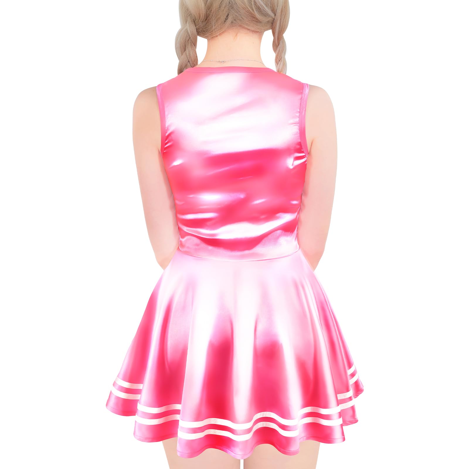 LittleForBig Unisex One-Piece Shiny Satin Skirt Cheerleader Sissy Silky Sle 328 - Picture 4 of 7