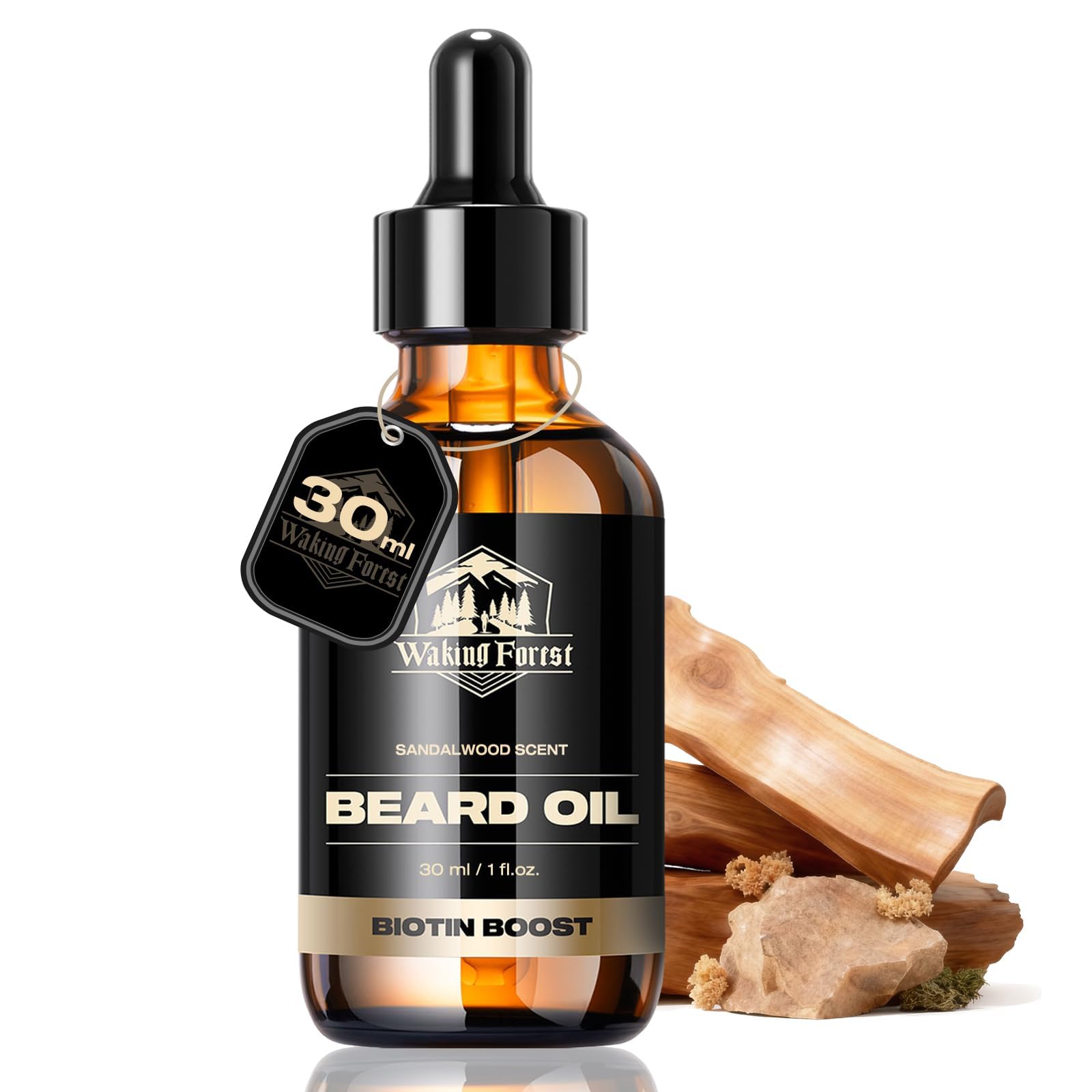 Waking Forest Vanille-Bartöl für Männer, 60 ml, Schnurrbartöl mit Biotin, Vitamin E, Rosmarin und Rizinusöl – Glättend, stärkt und spendet Feuchtigkeit für den Bart, 6 Unzen