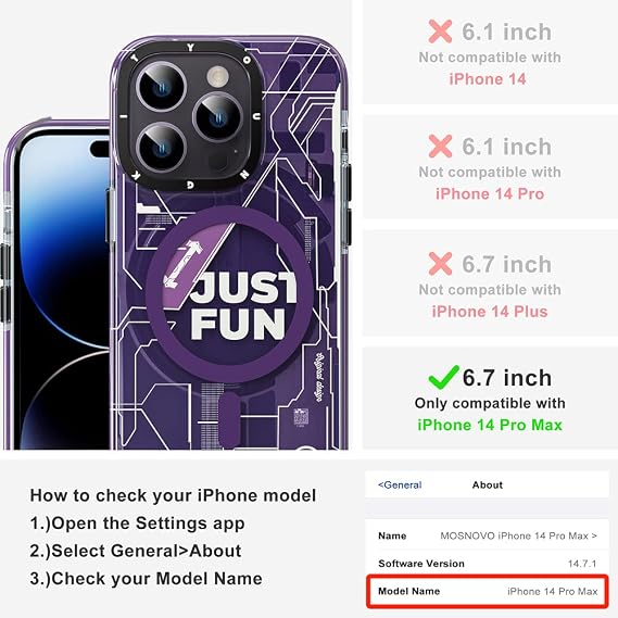 YOUNGKIT iPhone 14 Pro Max Manyetik Kılıf, Darbeye Dayanıklı Askeri Sınıf Koruma [Teknoloji Serisi] Yumuşak Tampon Yarı Saydam Mat Sert Arka Kapak iPhone 14 Pro Max için Silm Kılıf - Mor