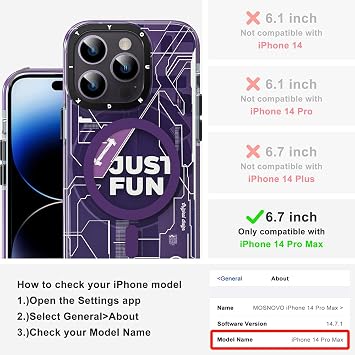 YOUNGKIT iPhone 14 Pro Max Manyetik Kılıf, Darbeye Dayanıklı Askeri Sınıf Koruma [Teknoloji Serisi] Yumuşak Tampon Yarı Saydam Mat Sert Arka Kapak iPhone 14 Pro Max için Silm Kılıf - Mor