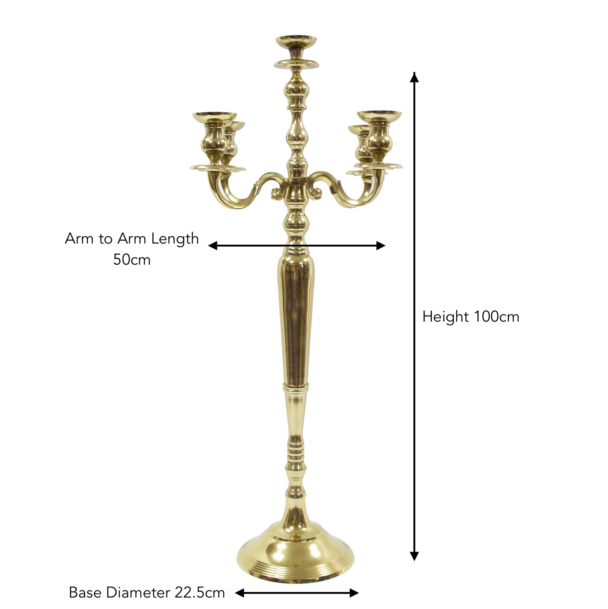 Mosiężne wykończenie VENUS CANDELABRA 5 ARM 100 CM ŚWIECZNICA ŚWIECNICA ŚLUBNA CENTRALNA