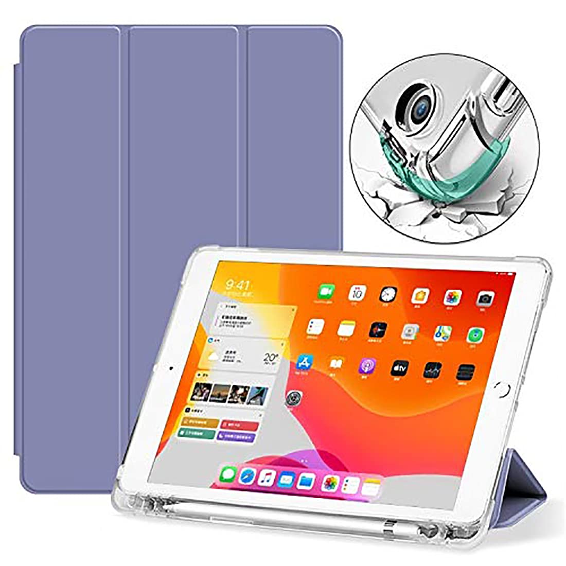 Caseelo [ Translucent Soft Air-Cushioned Back ] Smart Flip Cover Case for iPad 9.7 Inch 6th 2018 / 5th 2017 A1893 A1954 A1822 A1823 [ Trifold Pencil Holder Case ] - Lavender (B09TPCGK82) Amazon Price History, Amazon Price Tracker