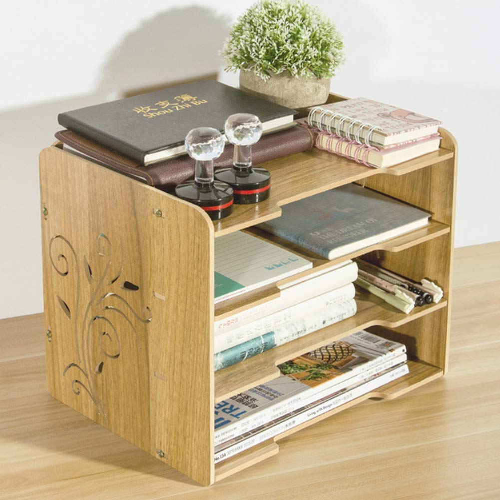 Supports pour bacs à Lettres et Supports d'empilage, Support de fichier de Support de Papier A4 pour Ordinateur de Bureau, classeur de Bureau à 4 Niveaux et Rangement Bureau pour écoles,Beige