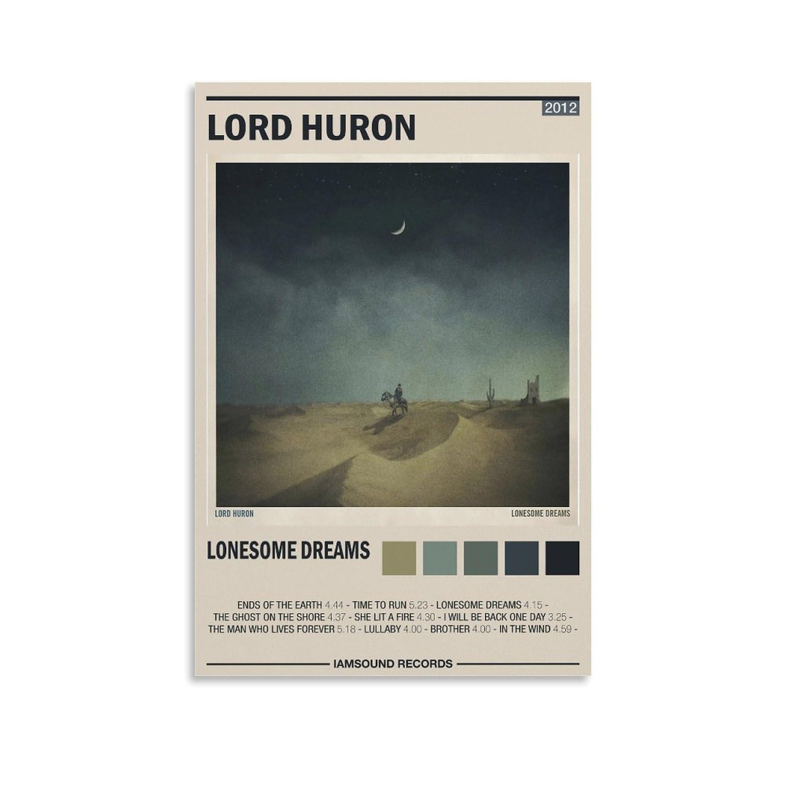 Lord Huron Poster Lonesome Dreams Album Poster Canva Colourfast Wall Art Decorative Painting for Living Room Bedroom Home Decor 20x30inch(50x75cm) Unframe-style