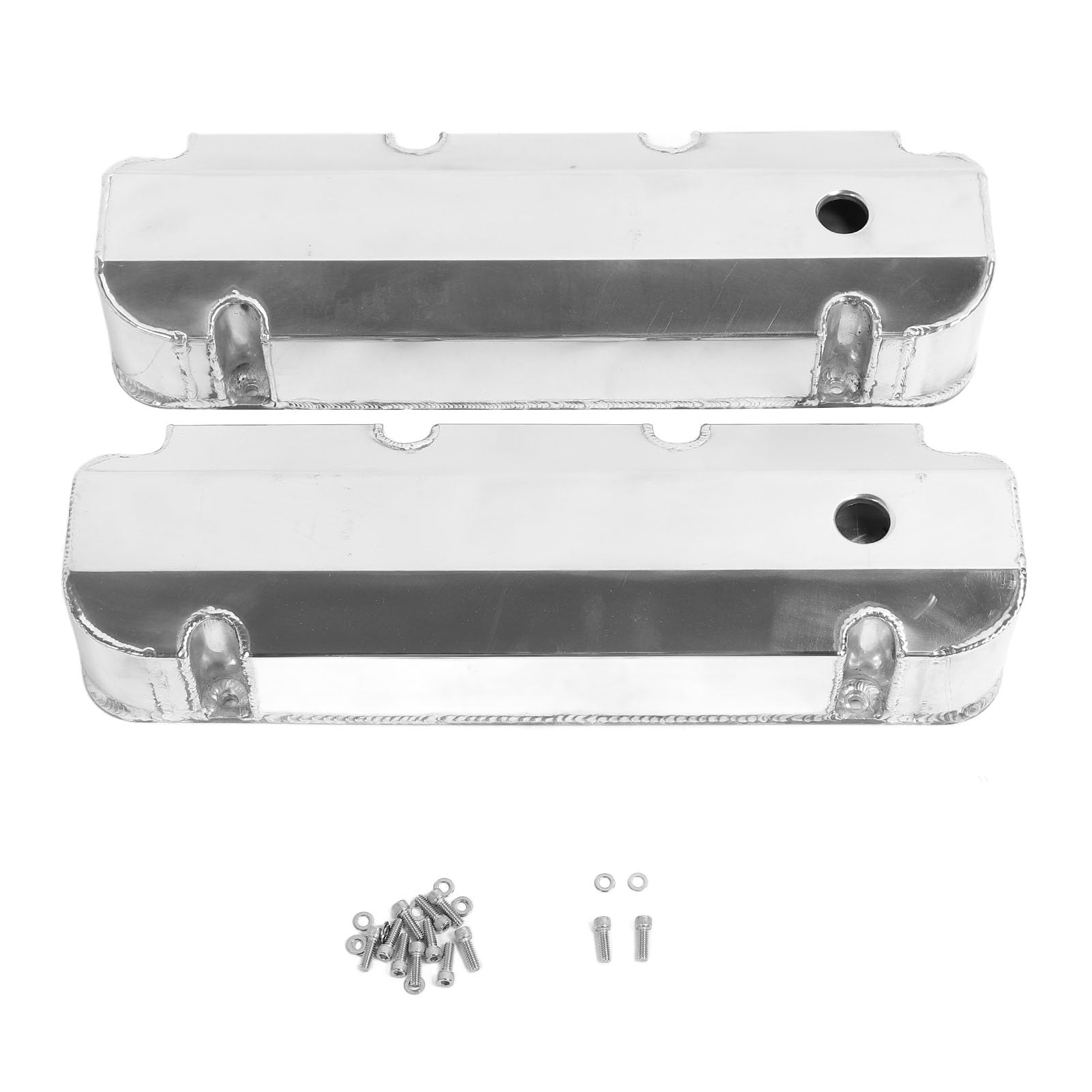 Dioche Tapas de Válvulas de Aleación de Aluminio Fabricadas en Plata Pulida E41363P para Motores V8 429-460 de 1968 en Adelante - Diseño Alto con Orificio de Ventilación de ID de -/4 pulg.