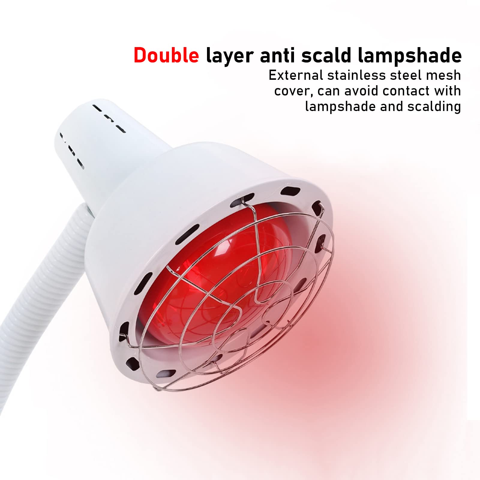 WMLBK Lampada a infrarossi, rotazione a 360°, lampada a infrarossi, 275 W, lampada a infrarossi per fisioterapia, trattamento di raffreddori e tensioni muscolari