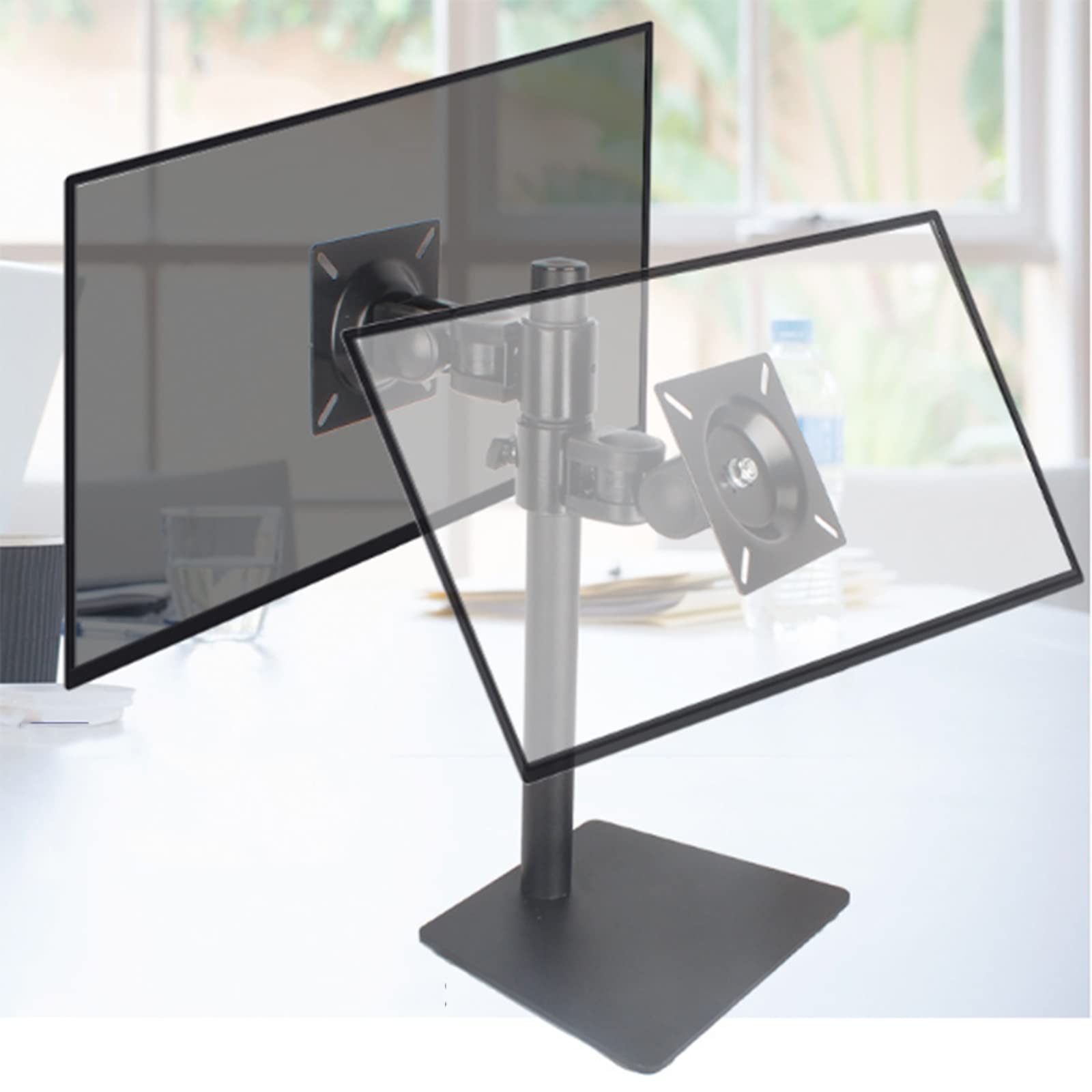asdchZen Dual Monitor Desk Stand,Monitor Mounts For 2 Monitors,Free Standing Full Motion Monitor Desk Mount Fits 10-24 Inch Monitor