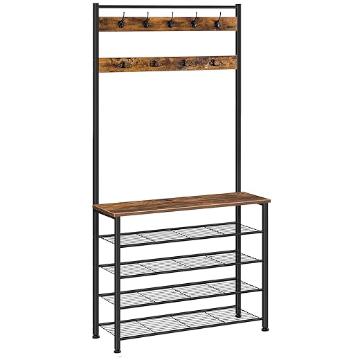 HOOBRO Hall Tree, Coat Rack with Shoe Rack, Hall Tree with Bench