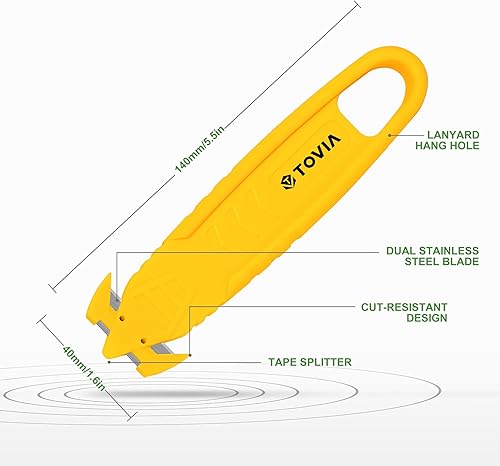 Miniatura 3 de T TOVIA - Cortador de caja de seguridad, 10 unidades, acero inoxidable, abridor de paquetes con divisor de cinta para cajas de cartón, cartón,