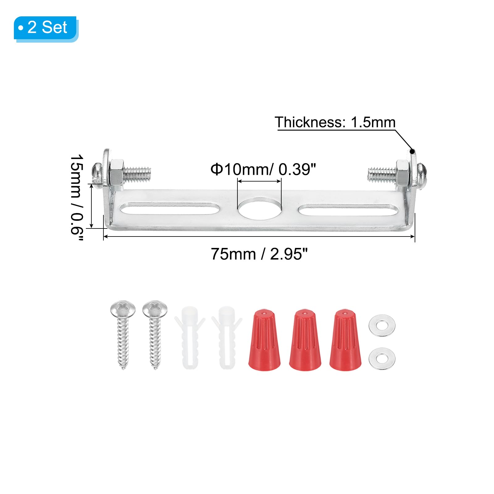 PATIKIL 75mm (3") Universal Light Fixture Mounting Bracket Kit - Image 2