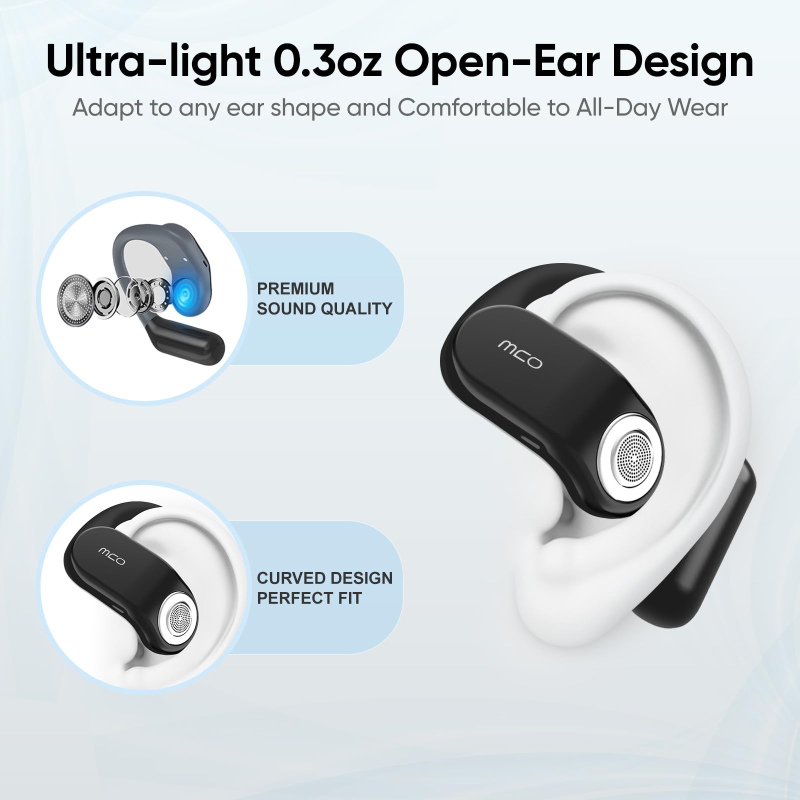 Open-ear Headphones OJW With Earhooks, Replaceable Battery & Case, Bluetooth 5.4 Sports Headset, IPX7 Waterproof, Mic, Touch Control, Type-C Charging, Compatible With IPhone & Android Ojw Open Ear Headphones