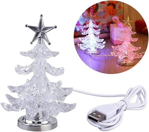 Miniatura 6 de 2 piezas de luz USB de carga para árbol de Navidad LED USB para escritorio, adornos de Navidad, lámpara de mesa, luz nocturna, lámpara de