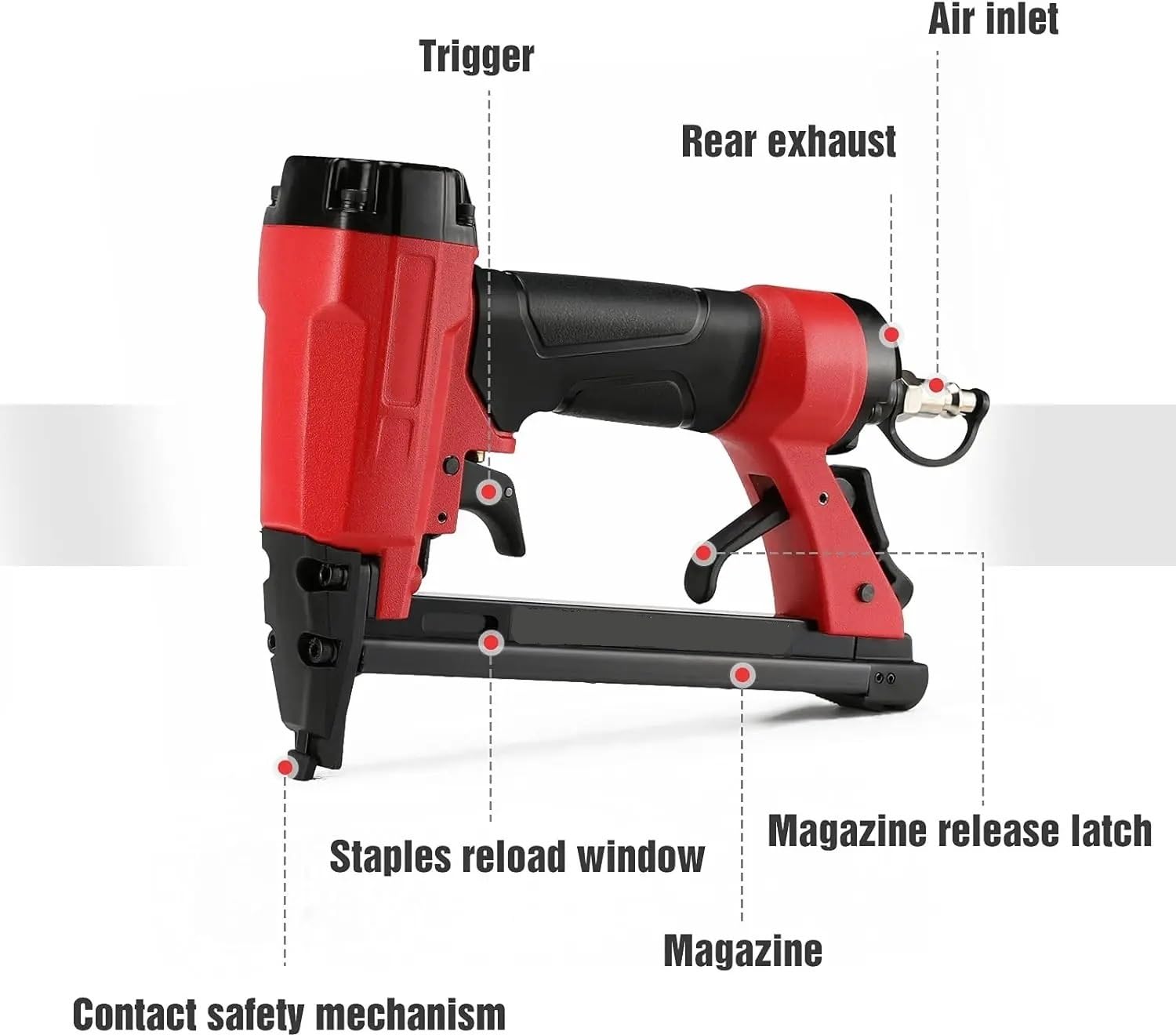 Pinzatrice pneumatica per pistola a punto da 20 calibro professionale con 1260 punti metallici da 1/4" a 5/8" per carpenteria