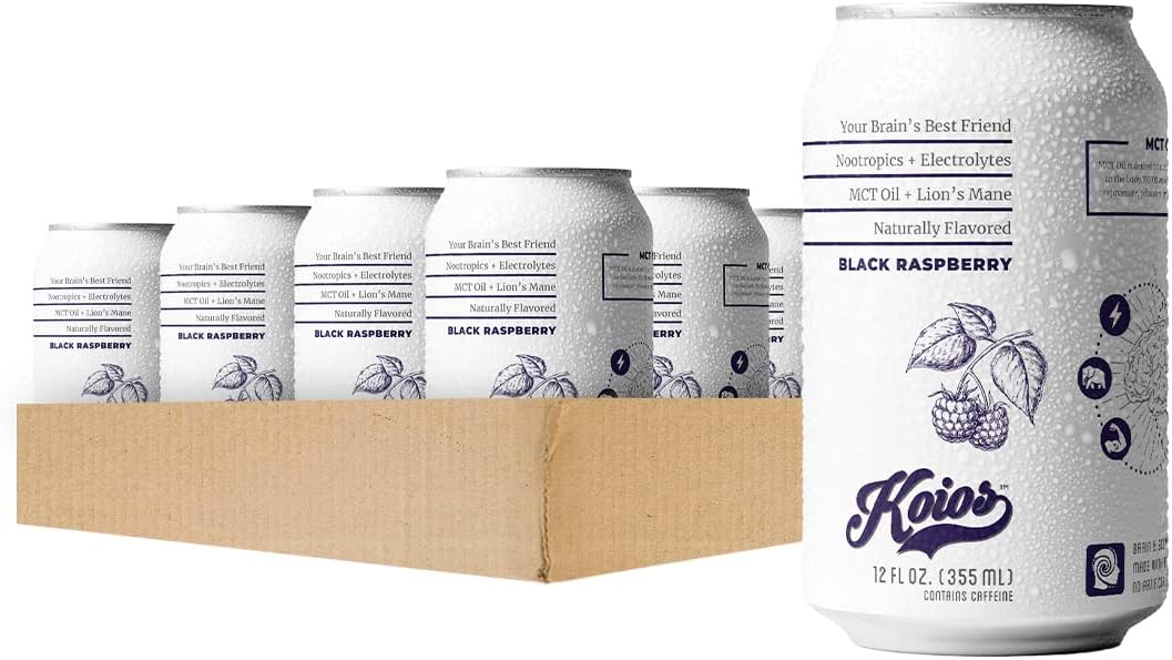 KOIOS Beverage Corp Nootropic Beverage, Black Raspberry (Pack of 12)