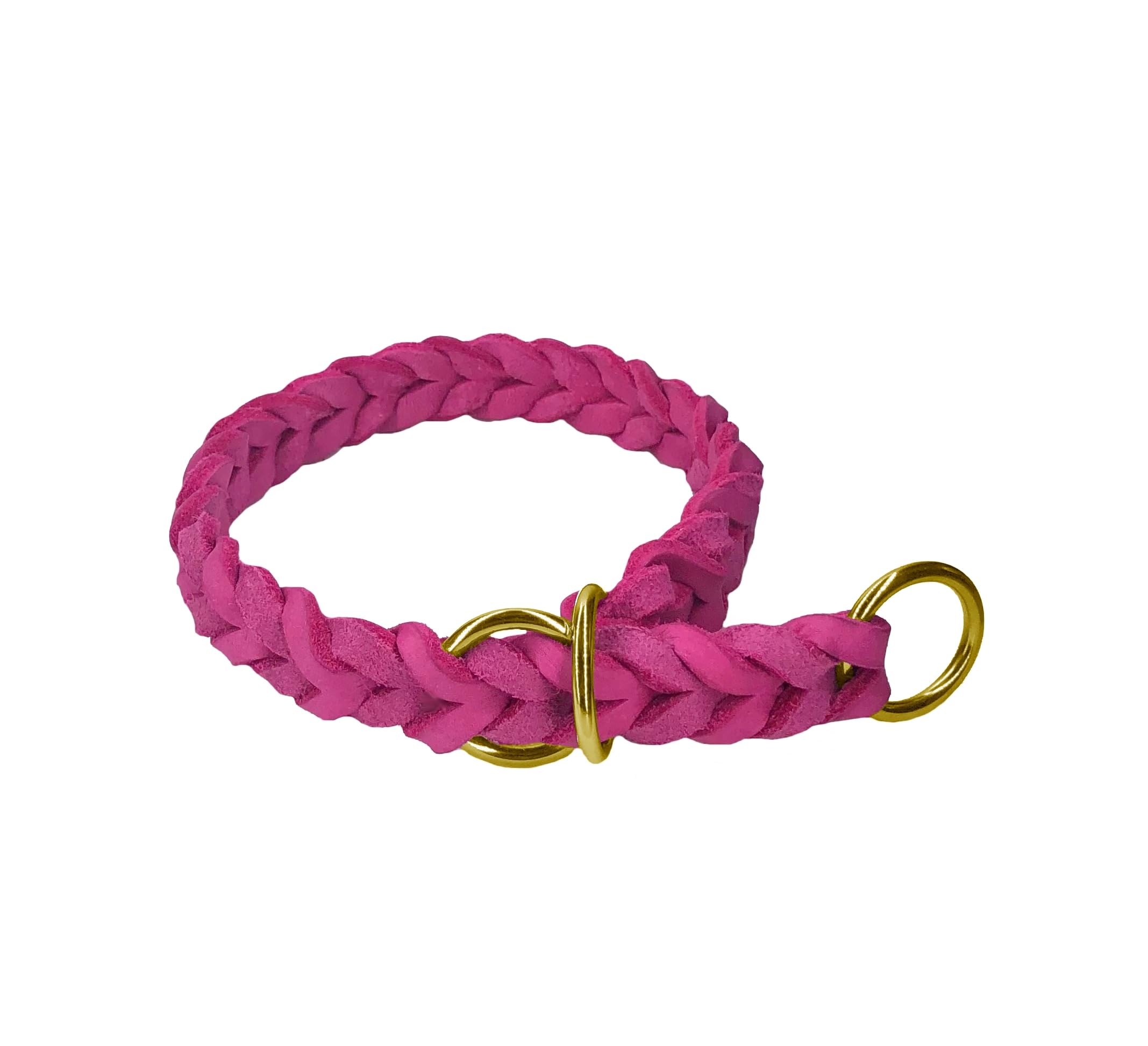 Hundehalsband Fettleder/Halsband ZugStopp Messing/kleine Hunde & große Hunde / 15mm / 20mm / 25mm / XXS - XL (65 Breite: 25mm, Pink)