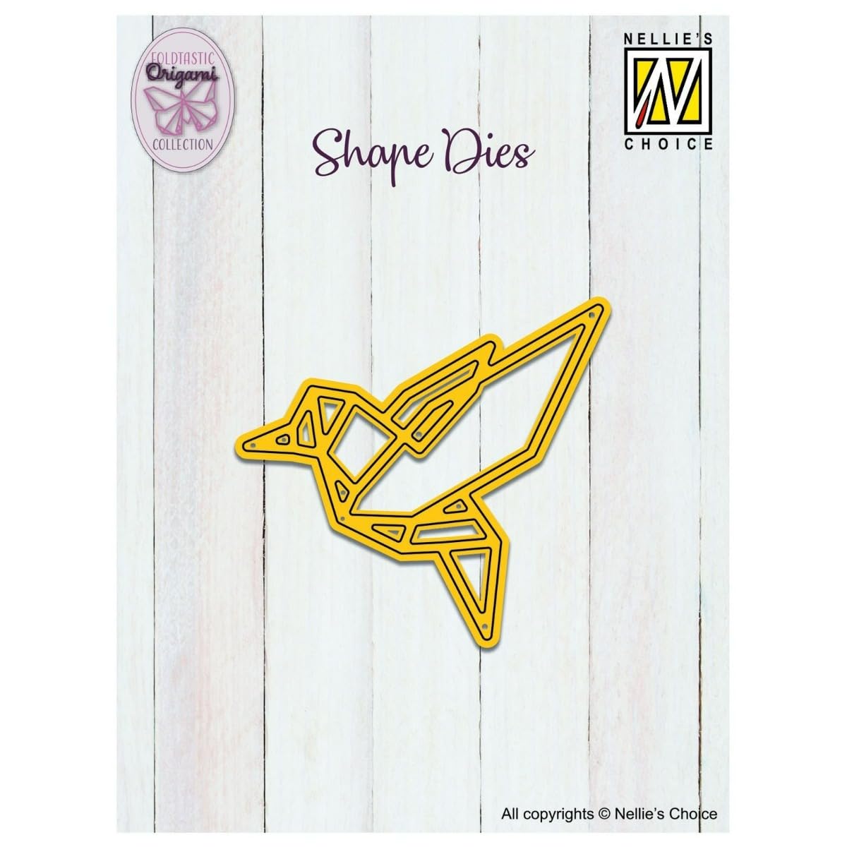 Nellie's Choice Cutting Origami-Bird Shape Die-6,3 x 5,9 cm-Card Making Supplies-Metal Dies for Scrapbooking, DIY and Paper Crafts, Yellow